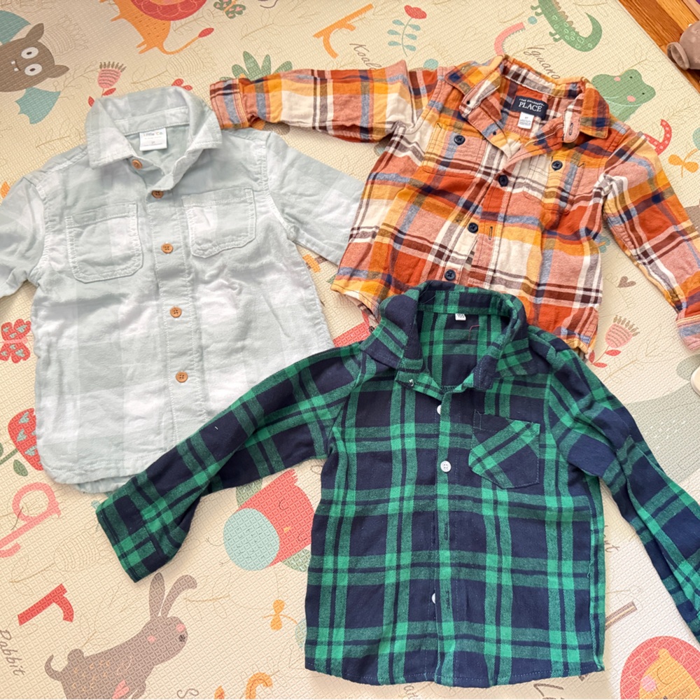 Boys Plaid Flannel Shirts Bundle - 2T